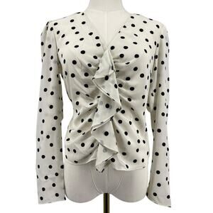 Intermix Polka Dot Silk Ruffle Blouse Size 4